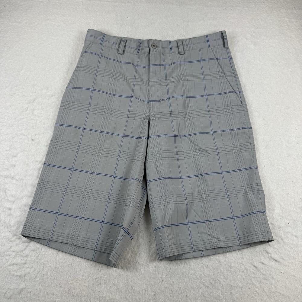 Nike Golf Shorts Mens Size 31 Gray Plaid 11 Inseam Lightweight Pockets